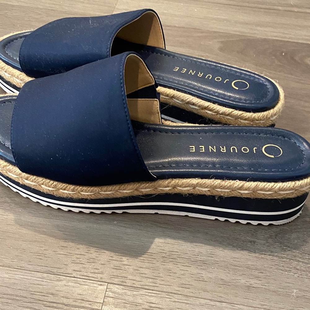 Journee Collection Navy Espadrille Slides